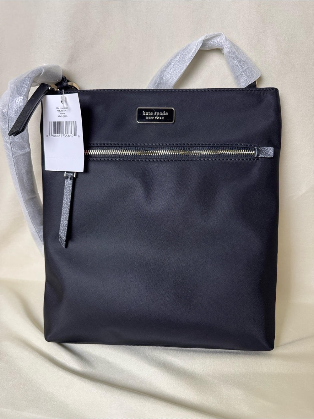 kate spade black nylon crossbody with gold-tone hardware